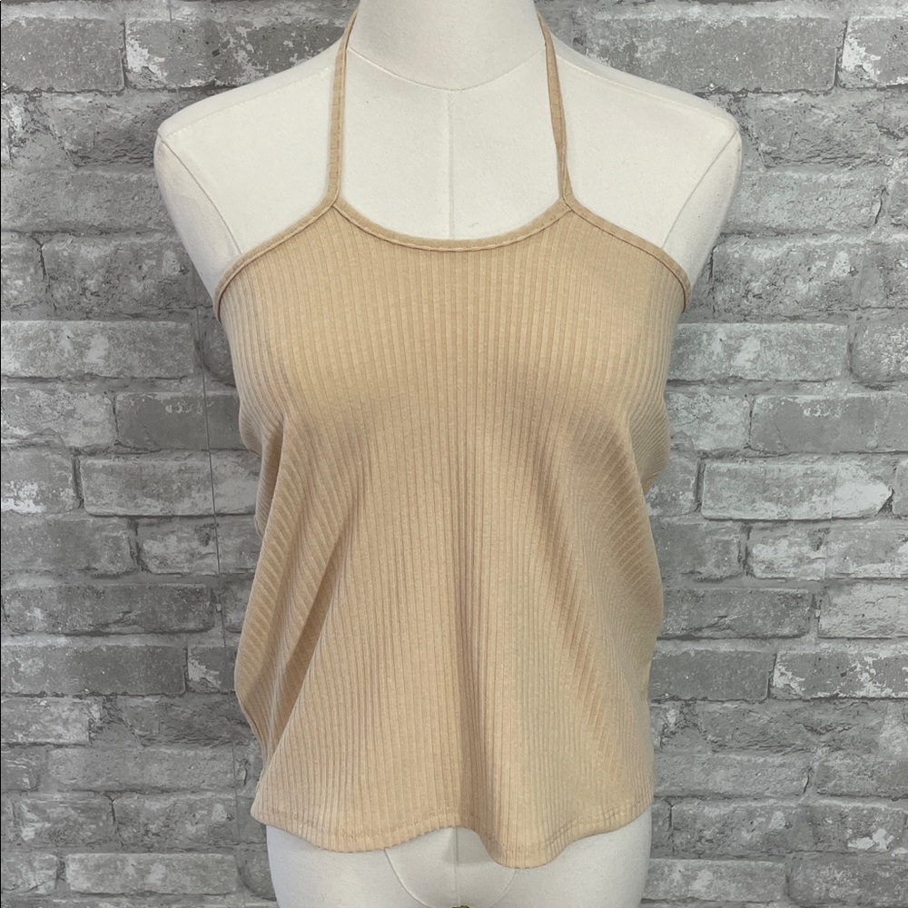 Le Lis Beige Ribbed Tank Top